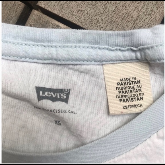 LEVI’S White & Blue Short Sleeve Round Neck Tee - Picture 7 of 7